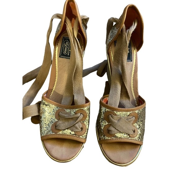 NWOT Milly for Sperry Top Sider Womens Espadrilles Glitter Wedge Sandals Size7 - Picture 1 of 6